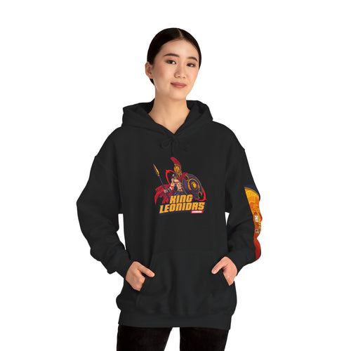 King Leonidas Spartan Unisex Hoodie — Warrior Helmet Graphic Sweatshirt